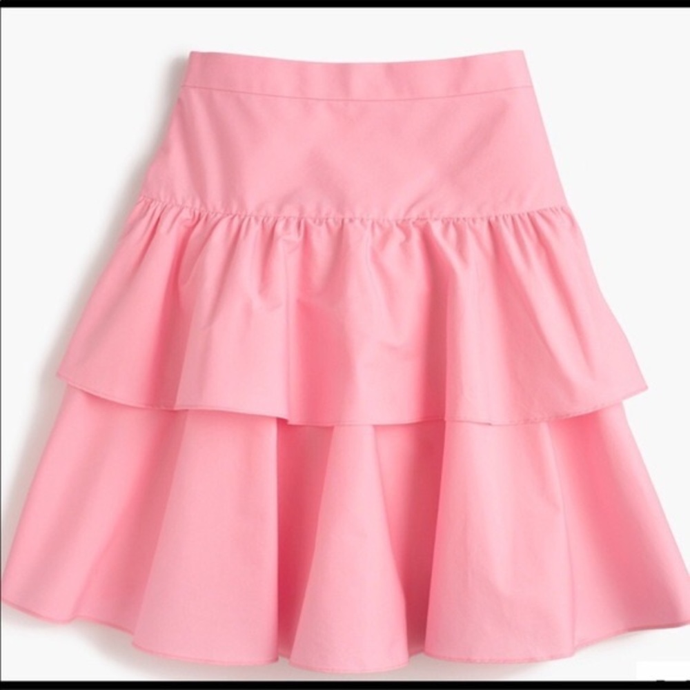 J. Crew | pink tiered cotton ruffle skirt